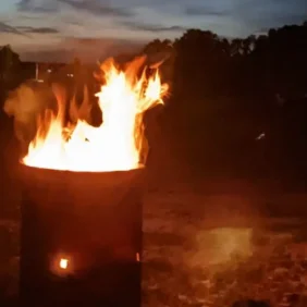 Barrel with fire coming out of the top